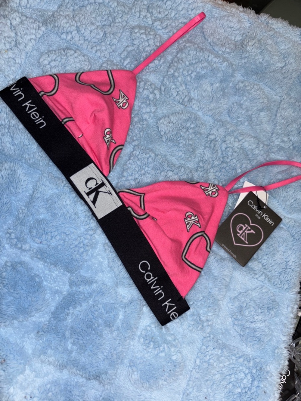 Calvin Klein Hot Pink Heart-Print Triangle Bralette